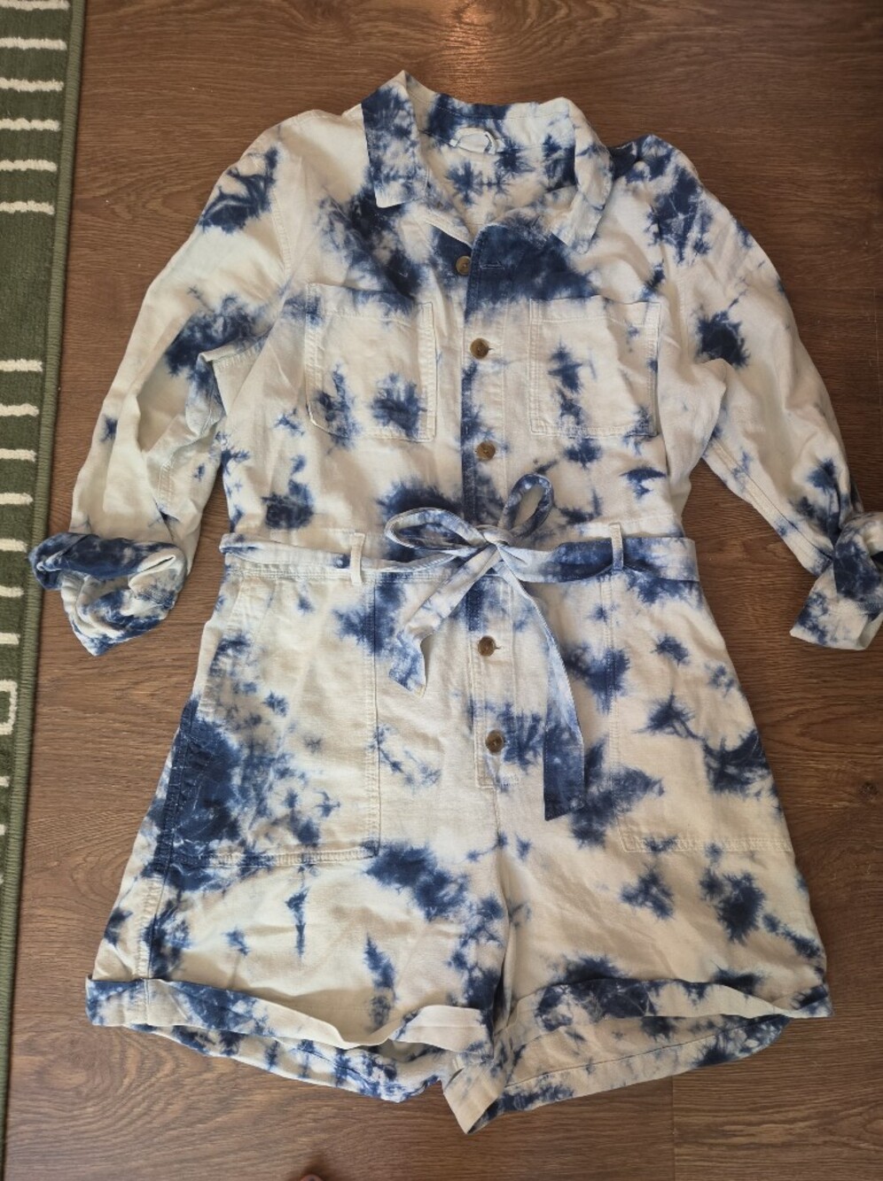 GAP Blue and White Tie-Dye Button Romper
